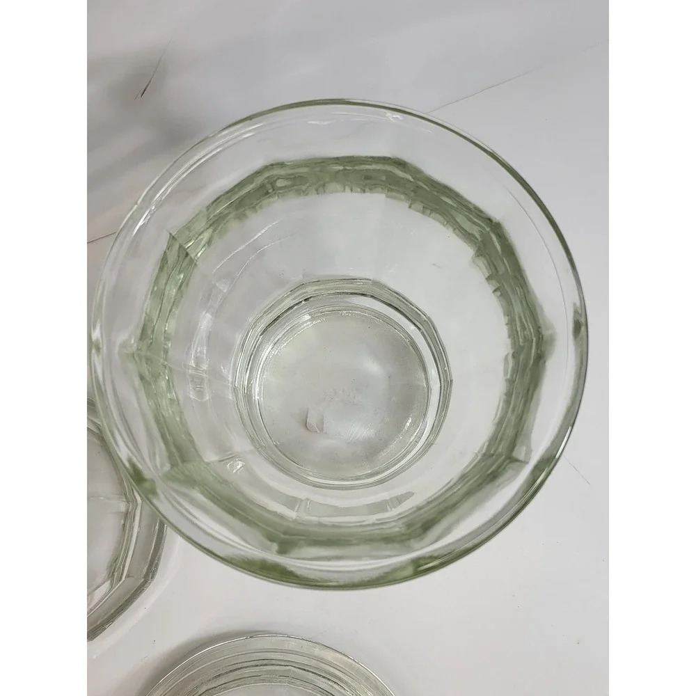 Vintage Style Clear Glass Apothecary Jars with Lids Set of 2 Paneled Canisters